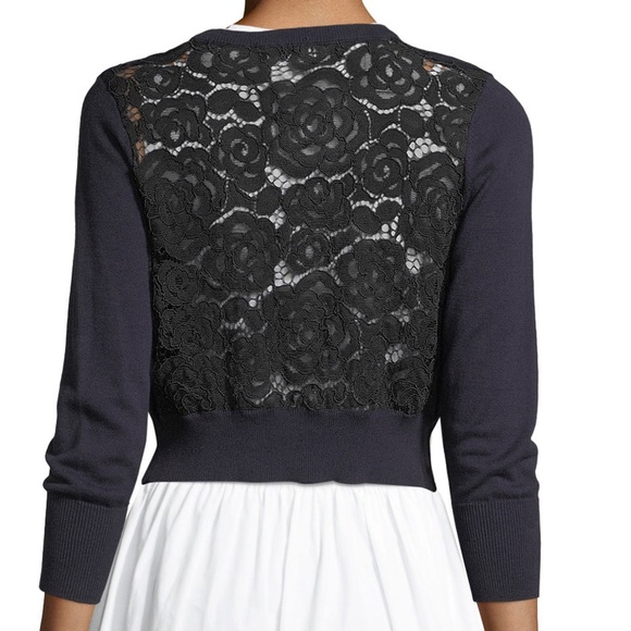 Karl Lagerfeld Sweaters - Karl Lagerfeld Paris
Lace-Panel Crop Cardigan
